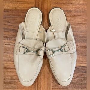 Zara Tan Mules with Silver Buckle